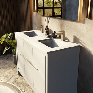 English Elm Rustic Acacia Wood Bath Vanity with Cultured Marble Top and Rose Gold Faucet B2731P259428