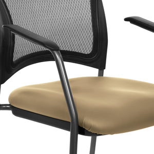 OSP Home Furnishings Progrid Mesh Back Stackable Chair with Titanium Frame for Conference Rooms Buff 86710R-R104