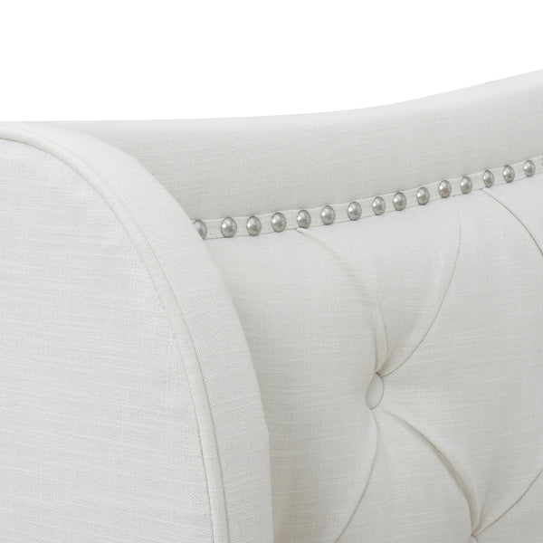 English Elm Jennifer Taylor Home - Marcella Upholstered Shelter Headboard Bed Set - King Size, Antique White, Elegant Design & Comfort B2719P238224