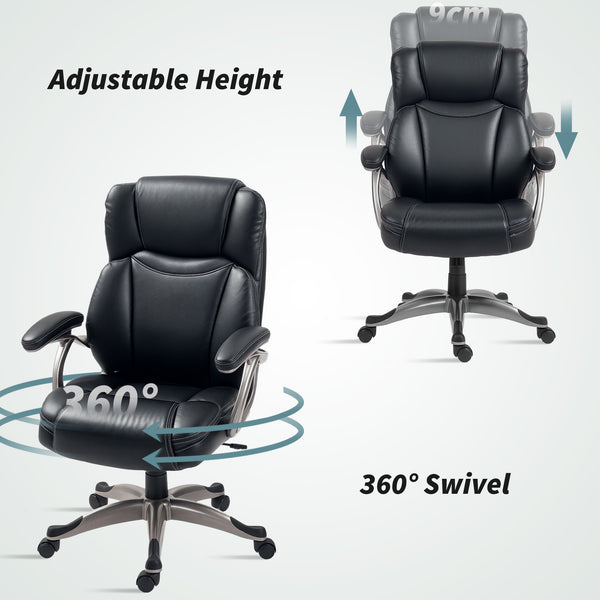 English Elm Premium High Back Pu Leather Executive Chair with Foam Cushion and Swivel Base T3971P408837