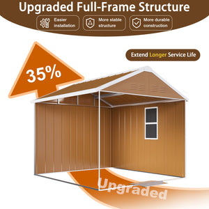 English Elm 6x4 Galvanized Steel Outdoor Storage Shed with Sliding Door and Weatherproof Roof W2700P344173