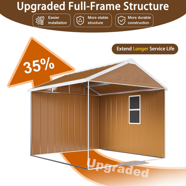 English Elm 6x4 Galvanized Steel Outdoor Storage Shed with Sliding Door and Weatherproof Roof W2700P344173