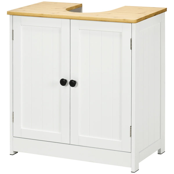 English Elm Kleankin Modern Under Sink Storage Cabinet With Double Doors, Adjustable Shelf, Space-Saving Design In White W2225P216995