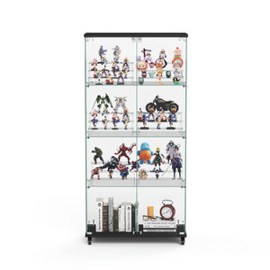 English Elm 4 Tier Glass Display Cabinet - Secure Double Door Showcase With 6 Acrylic Shelves For Modern Spaces W1668P241906