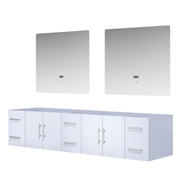 English Elm Glossy Double Bath Vanity Set 84" With Led Mirrors - Modern Storage & Stylish Design For Master Bath B2731S00558