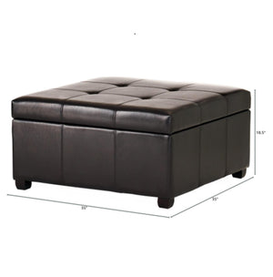 English Elm 35inch Tufted Storage Ottoman Square Bench Birch Legs Spacious Living Room Accent N778P358686E