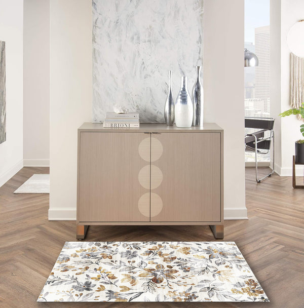 English Elm SPHINX Polyester Indoor/Outdoor Washable Accent Rug 30x46 White Gray Non-Slip Kid & Pet Friendly B186P261383