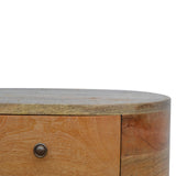 English Elm Solid Wood Rounded Nightstand Table