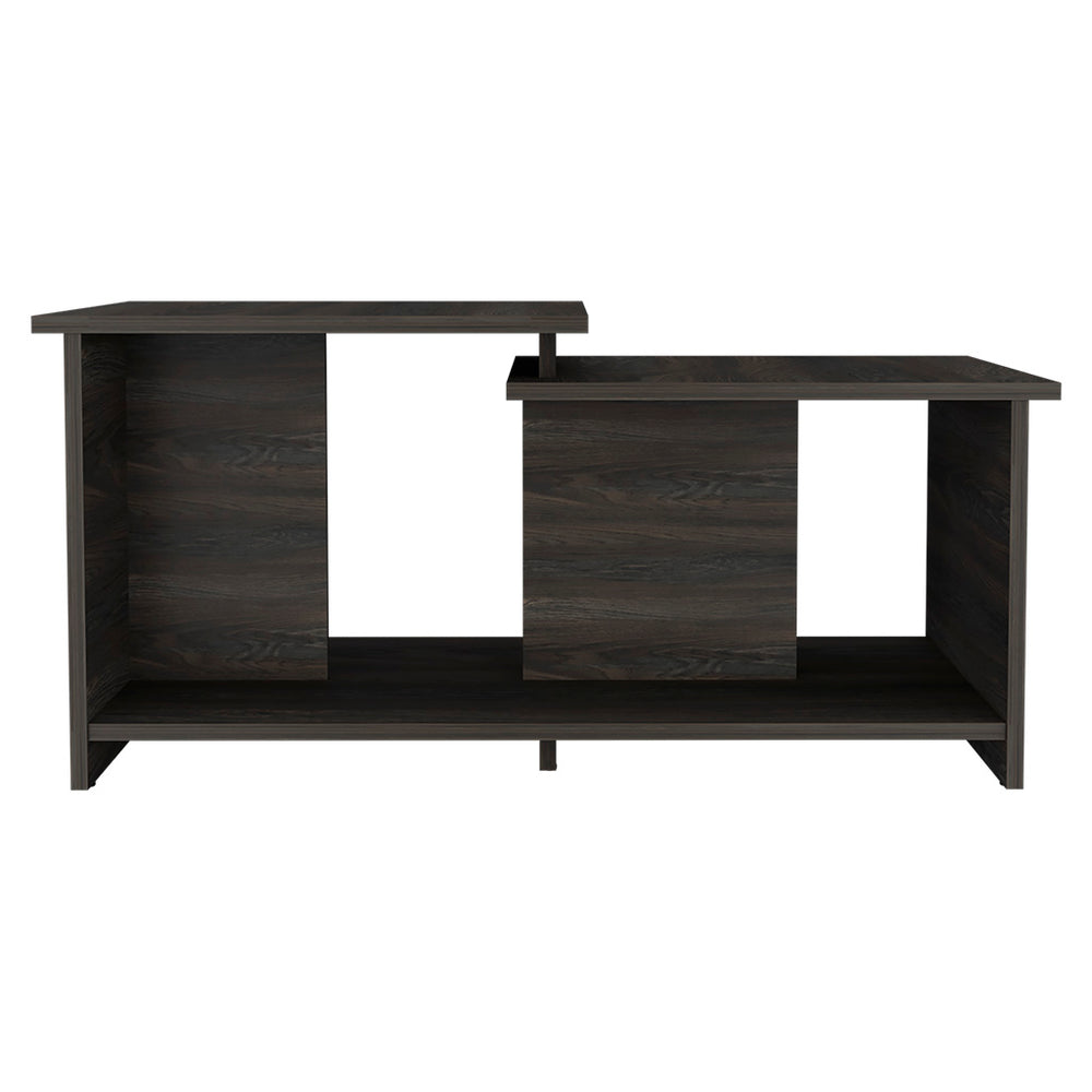 English Elm Coffee Table Rochester Carbon Espresso Finish with Lower Open Shelf, Modern 2-Tier Display Elegance B092123066
