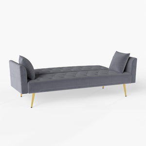 English Elm Modern Tufted Velvet Sleeper Sofa Retro Style Convertible Fold Flat for Compact Spaces Gray W2353P399461