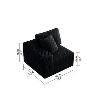 English Elm Sp-009m-black-lr Plush Corduroy Modular Sectional Reversible Chaise for Living Room W3819P448408