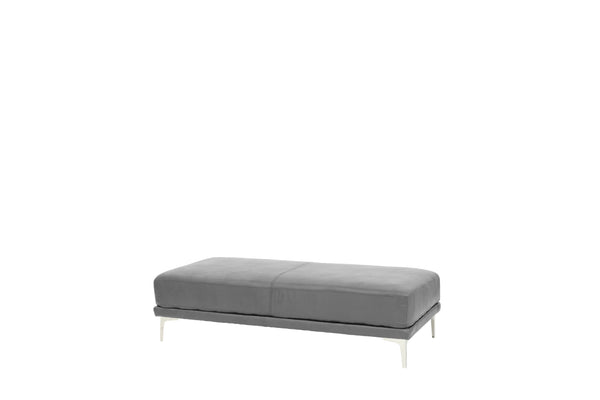 English Elm Modern Antique Gray Large Breathable Leatherette Ottoman 66"x33" Chrome Legs Sleek Living Room Seat Cushion Elegance B011P205225
