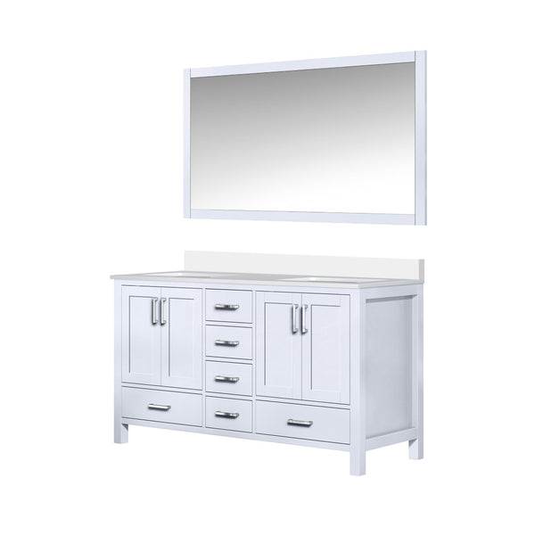 English Elm White Double Bath Vanity With Quartz Top & Large Mirror - Elegant Storage Solution For Modern Spaces B2731S00696-GIGA