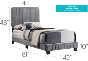 English Elm Sleek Channel Tufted Velvet Full Bed with Sturdy Wood Slats and Legs for Durable Comfort and Style Gray 28.5 L x 44.5 W x 5 H B078107889