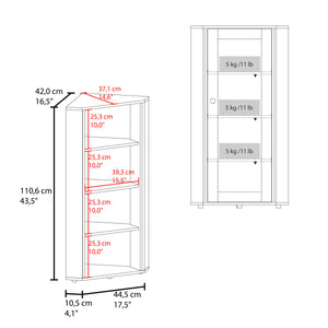 English Elm Ruffin Single Door Display Cabinet Four Shelves White Slim Storage for Any Room B097P474260