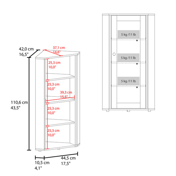 English Elm Ruffin Single Door Display Cabinet Four Shelves White Slim Storage for Any Room B097P474260