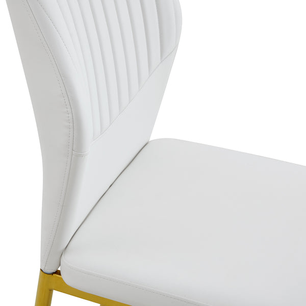 English Elm Luxury Dining Chair Set Of 6 - White Pu Upholstered Chairs With Gold Metal Legs For Elegant Spaces W1151P282699