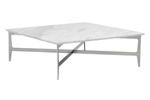 Sunpan CLEARWATER Marble Coffee Table – Elegant Low-Profile Design with Stainless Steel Base for Modern Spaces 104431