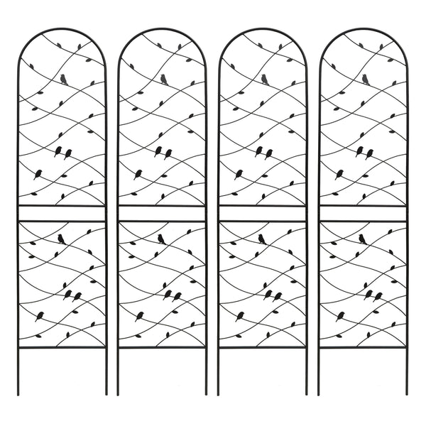 English Elm 4 Pack Powder-coated Metal Garden Trellis Panels Rustproof Climbing Plant Support Outdoor W1586P268069