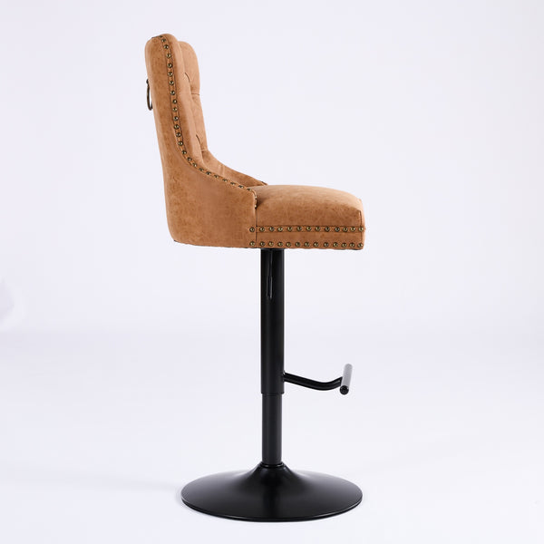 English Elm A&A Furniture Retro Pu Swivel Barstools, Adjustable Height 26-33" For Stylish Home Bars, Set Of 2 W1143P195204