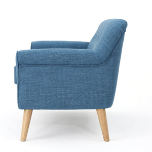 English Elm Christopher Knight Home® - Love mid-century two-seater loveseat with button-tufting, rolled arms, plush fabric and tapered legs Blue N771P202672E