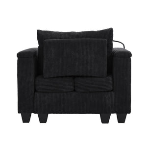 English Elm Convertible Chaise Lounge With Usb Ports, Cup Holders & Storage – Stylish Multi-Functional Sofa Chair N719S002021B
