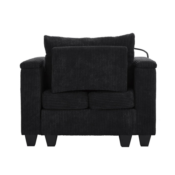 English Elm Convertible Chaise Lounge With Usb Ports, Cup Holders & Storage – Stylish Multi-Functional Sofa Chair N719S002021B