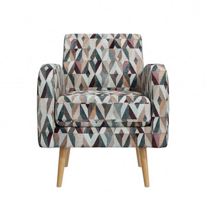 English Elm Darien Geometric Prism Upholstered Accent Armchair with Solid Wood Legs for Small Spaces Brown B127P495072