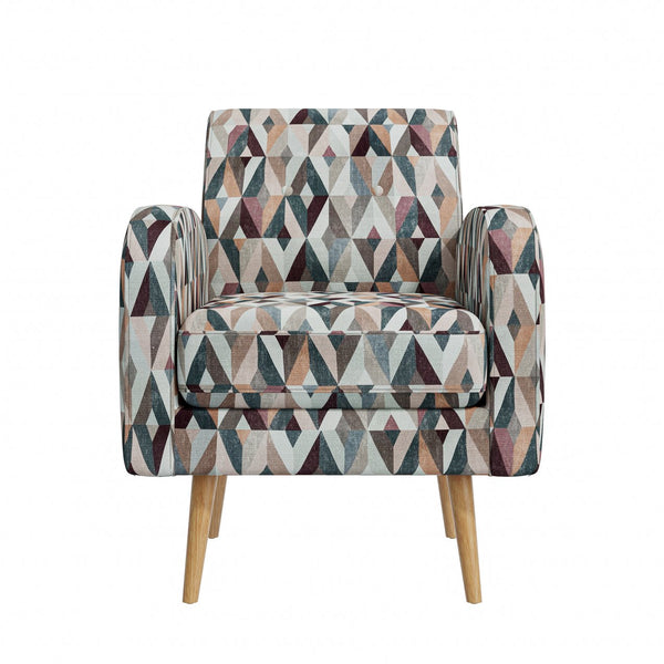 English Elm Darien Geometric Prism Upholstered Accent Armchair with Solid Wood Legs for Small Spaces Brown B127P495072