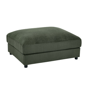 English Elm Corduroy Ribbed Upholstered Ottoman Plush Footrest or Extra Seating for Living Rooms Dark Green B2748P483415