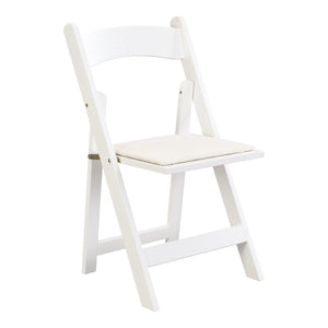 English Elm Upholstered solid wood folding chair with plush PU cushion, space-saving portable seating for events/home gatherings Beige+White W495P193649