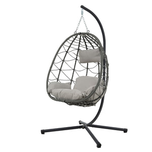 English Elm Egg Chair With Stand – Cozy Indoor Outdoor Hanging Basket Chair For Relaxation & Stylish Decor W1703P163949