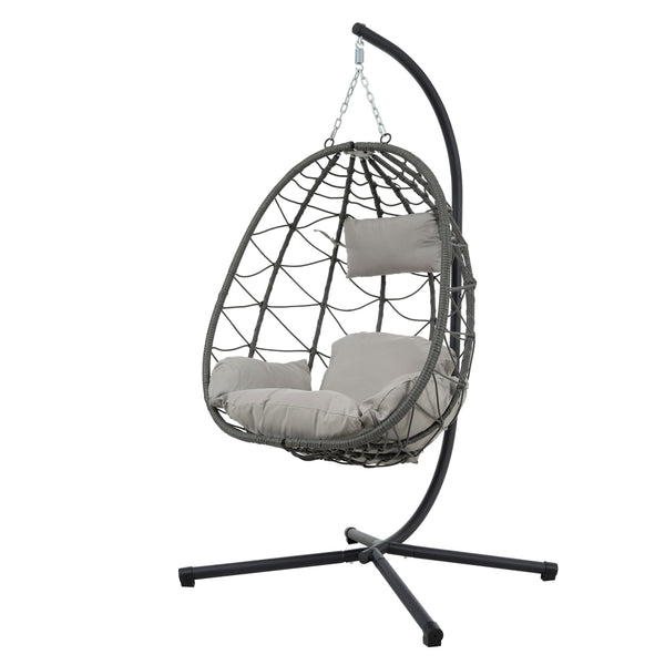English Elm Egg Chair With Stand – Cozy Indoor Outdoor Hanging Basket Chair For Relaxation & Stylish Decor W1703P163949