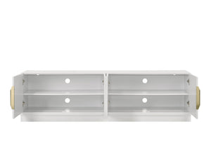 English Elm Tropea 58 Inch Open Shelf Media Console with Oak Finish and Cord Management B2749P413264