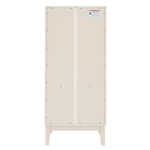 English Elm 53.5" Tall Kitchen Pantry Cabinet with Geometric Mid-Century Design, Solid Wood Base, Adjustable Shelves Antique White W1801P369067