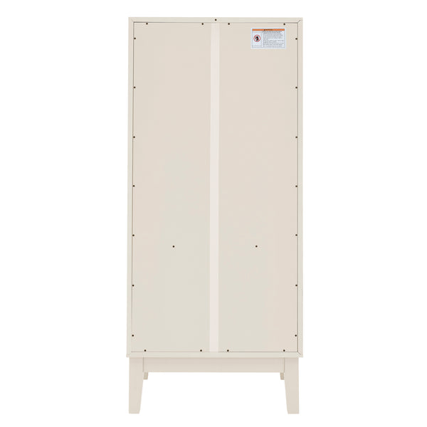 English Elm 53.5" Tall Kitchen Pantry Cabinet with Geometric Mid-Century Design, Solid Wood Base, Adjustable Shelves Antique White W1801P369067