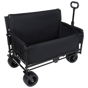 English Elm 3-in-1 Convertible Folding Utility Wagon with Bench Seat Carbon Steel Heavy Duty Black W2932P315006