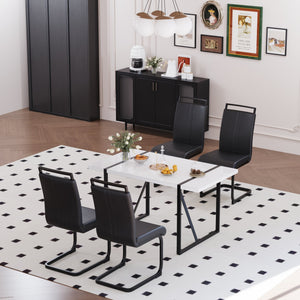 English Elm 55 Inch Industrial Farmhouse 5 Piece Dining Set with Mdf Table and Pu Chairs W2189S00855