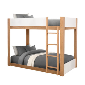 English Elm Contemporary Twin Over Twin Bunk Bed With Lock Joint Side Rails - Stylish White Finish For Kids' Rooms B2741S00689