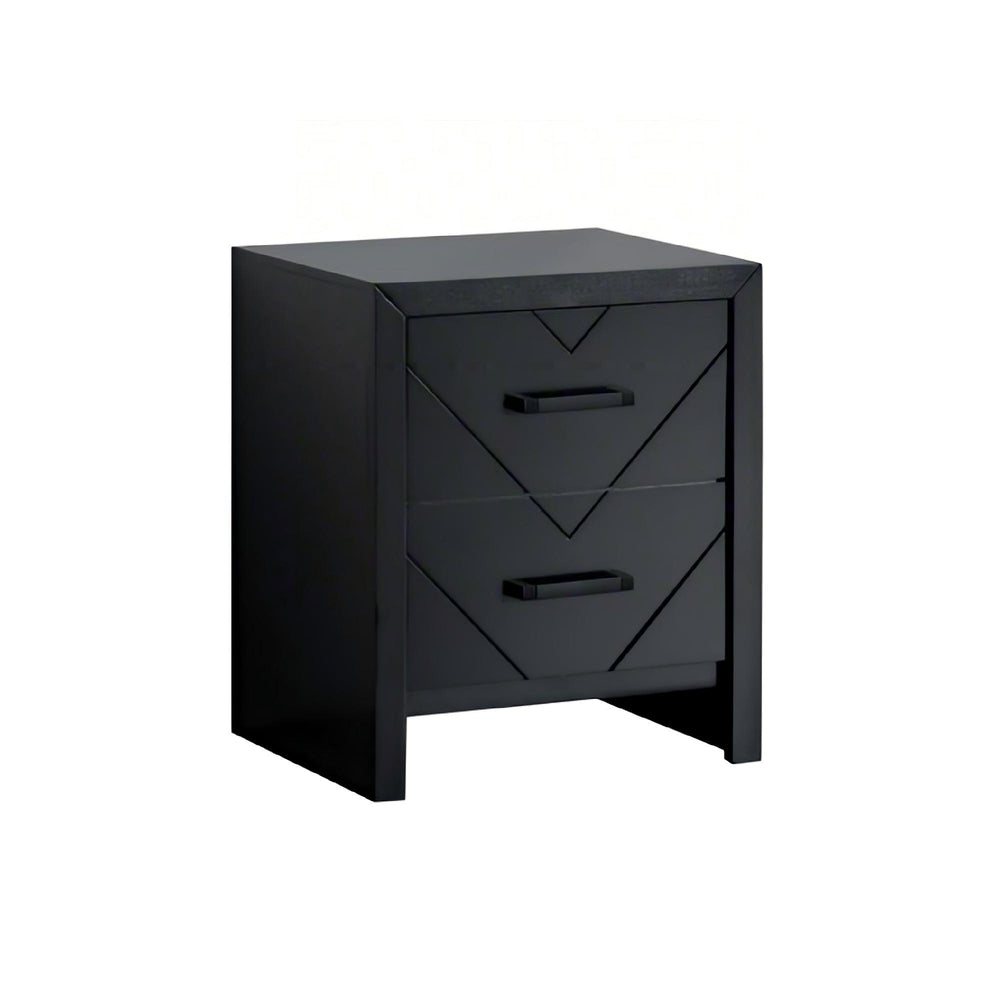 English Elm Morris 2-Drawer Nightstand with V-Shape Embossed Fronts, Dovetailed Drawers & Removable Handles Black 27.8 L x 22.13 W x 18.9 H B078P408784
