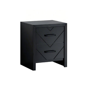 English Elm Morris 2-Drawer Nightstand with V-Shape Embossed Fronts, Dovetailed Drawers & Removable Handles Black 27.8 L x 22.13 W x 18.9 H B078P408784