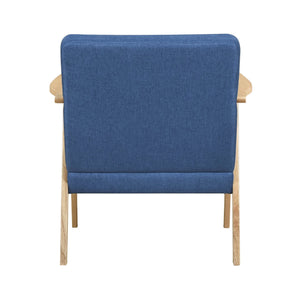 English Elm Modern Mid-Century Accent Chair Walnut Frame with Textured Linen Upholstery and Cushioned Seat Comfortfulness Blue,Natural 26.5 L x 23.5 W x 10 H B011P308035