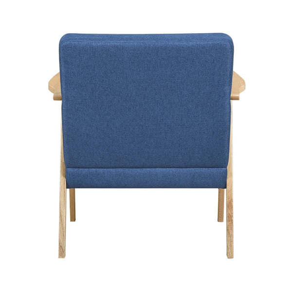 English Elm Modern Mid-Century Accent Chair Walnut Frame with Textured Linen Upholstery and Cushioned Seat Comfortfulness Blue,Natural 26.5 L x 23.5 W x 10 H B011P308035