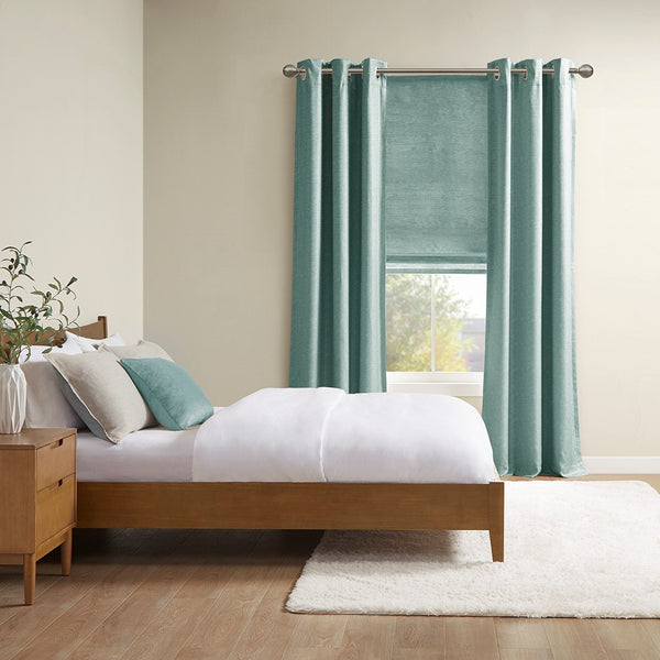 English Elm Printed Faux Silk Room Darkening Cordless Roman Shade | OEKO-TEX, Thermal Foam Backing, Easy Care B035129684