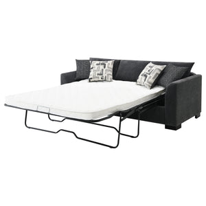 English Elm Pacheco Charcoal Fabric Sleeper Sectional with Chaise Pocket Coil Cushions Modern Living B062P451783