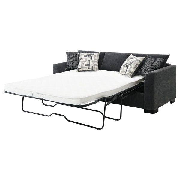 English Elm Pacheco Charcoal Fabric Sleeper Sectional with Chaise Pocket Coil Cushions Modern Living B062P451783
