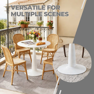 English Elm 31.5inch Tulip Pedestal Round Dining Table White Mdf Mid-century Modern for Small Spaces W3766P410237