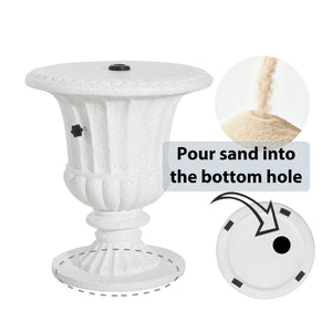 English Elm Adela Outdoor Mgo Umbrella Base Side Table with Marble Finish Weatherproof Patio N775P385414W