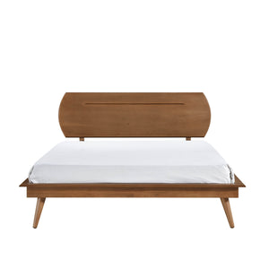 English Elm Country Queen Platform Bed with Oval Headboard — Rustic Wooden Frame, Sturdy Slat Support, Classic Charm Brown 64 L x 23 W x 3 H B011S01360