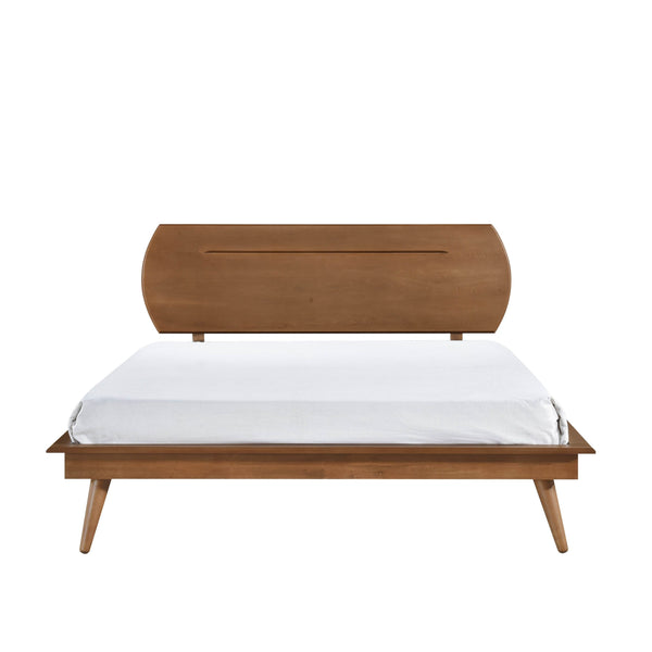 English Elm Country Queen Platform Bed with Oval Headboard — Rustic Wooden Frame, Sturdy Slat Support, Classic Charm Brown 64 L x 23 W x 3 H B011S01360